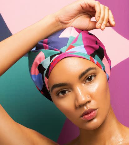 Find this trendy shower cap for <a href="https://fave.co/2qJeonP" target="_blank" rel="noopener noreferrer">$43 at Shhhowercap</a>.