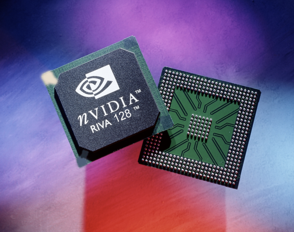 An image of the Riva 128 chip, provided by Nvidia.
