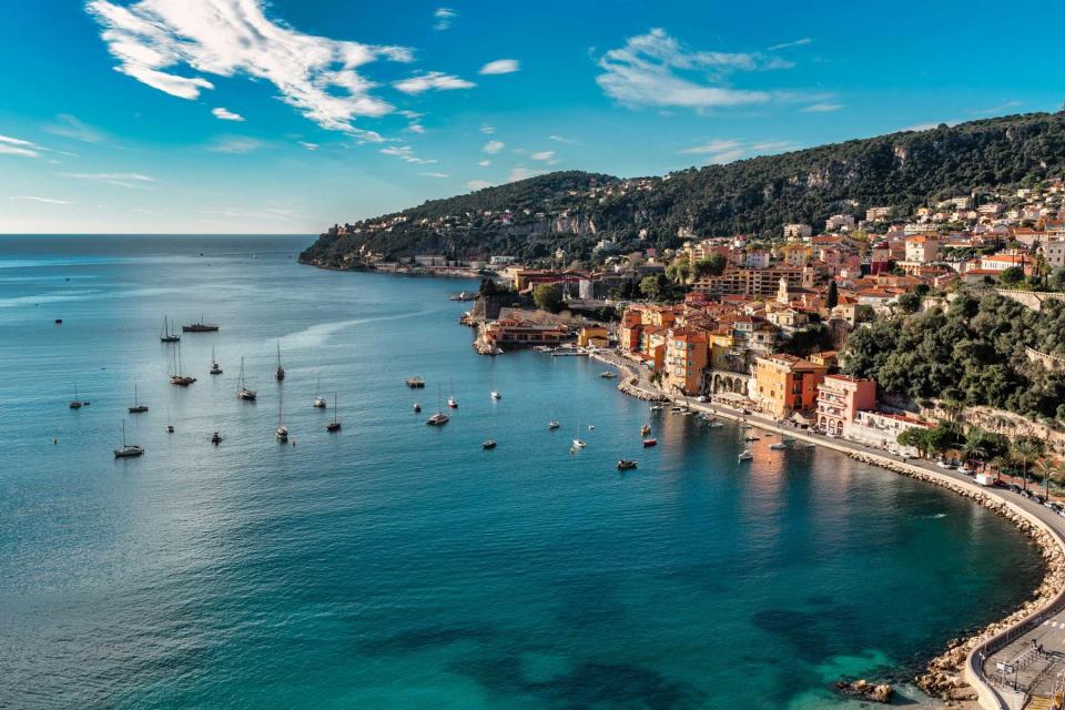 View of Villefranche Sur Mer on Cote D'Azure, French Riviera in France.