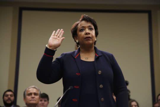 Attorney General Loretta Lynch is sworn in prior to testifying before a House Judiciary Committee hearing. (Photo: Jonathan Ernst/Reuters)