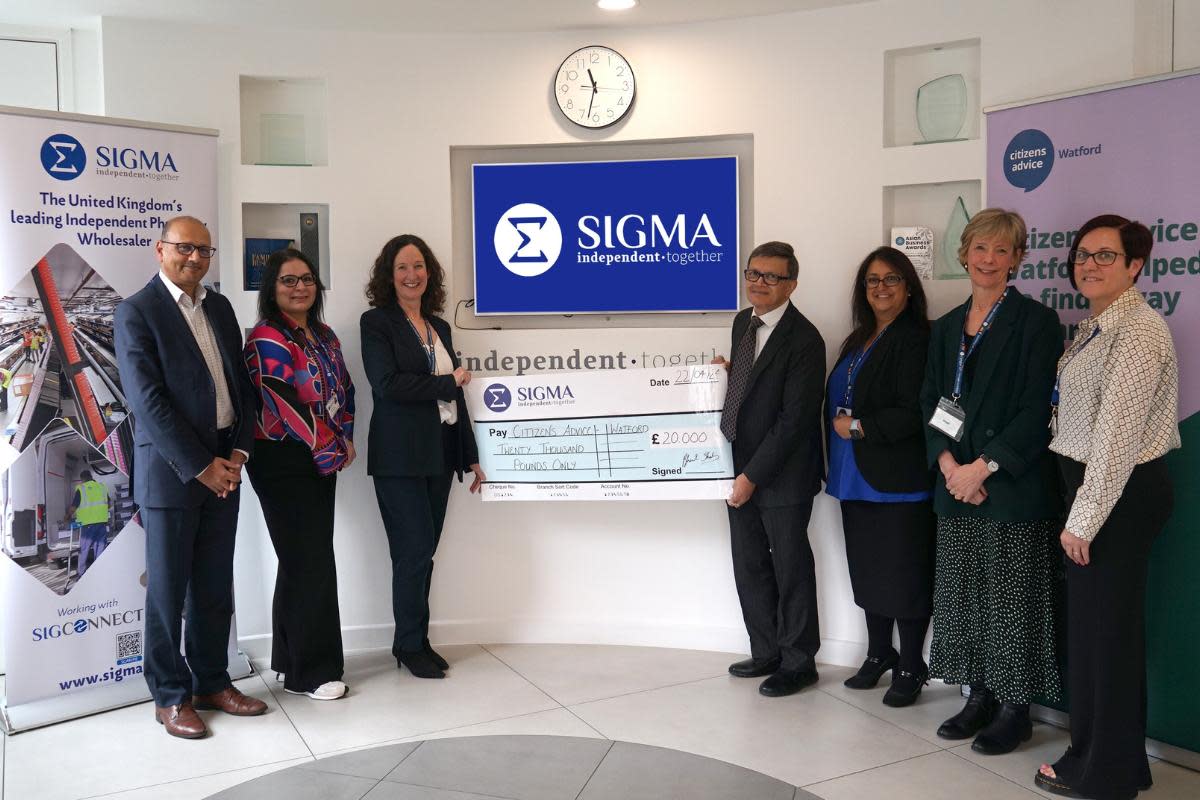 Sigma Pharmaceuticals raised the sum for Citizens Advice Watford, their charity of the year during their annual conference in Sun City, South Africa <i>(Image: Citizens Advice Watford)</i>