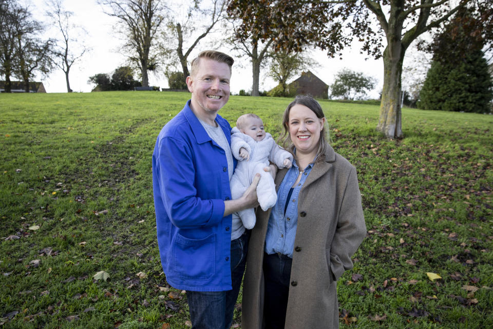 Jonathan, Hollie and Annie, who is now four months old (Collect/PA Real Life)