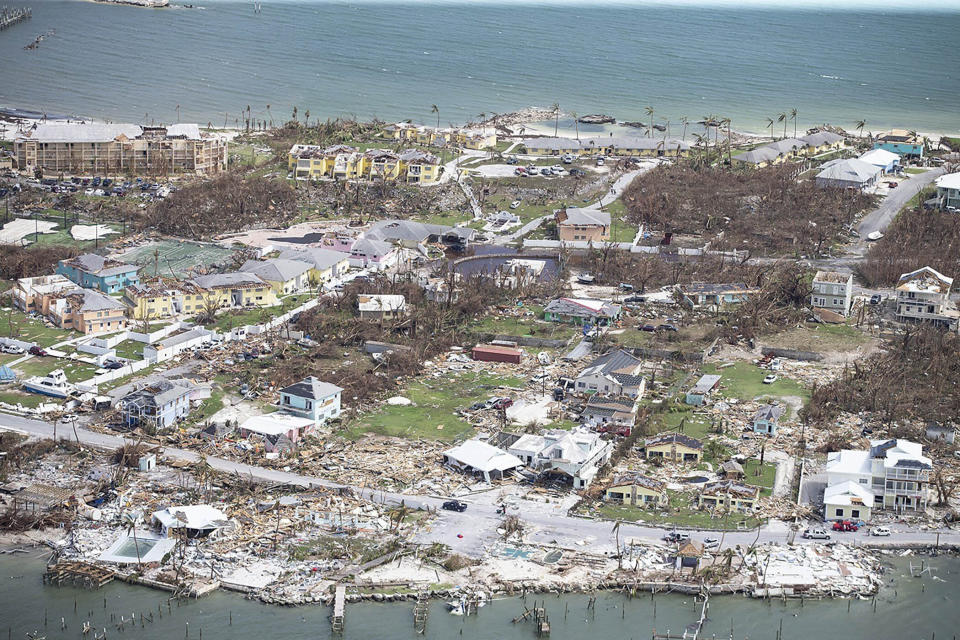 Destruction from Hurricane Dorian at Marsh Harbour in Great Abaco Island, Bahamas on Sept. 4, 2019. (Photo: Al Diaz/Miami Herald via AP)