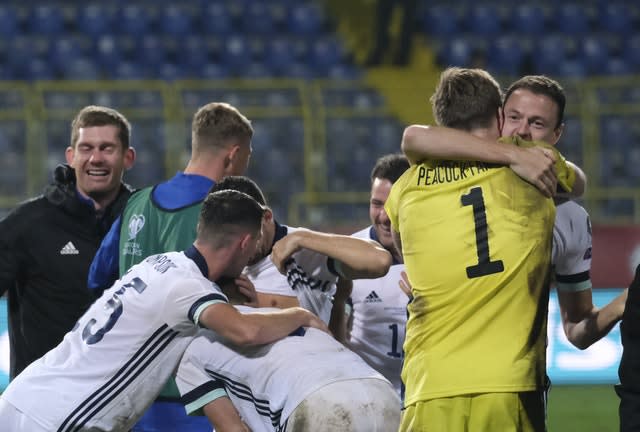 There were jubilant scenes for the Northern Ireland players at the end of the game