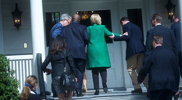 An image of Hillary Clinton slipping on stairs in February in North Charleston have fed claims her heart is too weak to be president. Photo: Getty Images