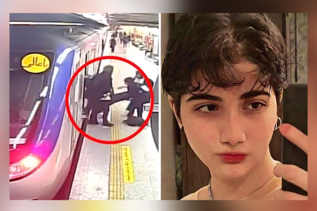 Armita Geravand, 16, is seen being dragged off a Tehran train  (Irna / X / Twitter )