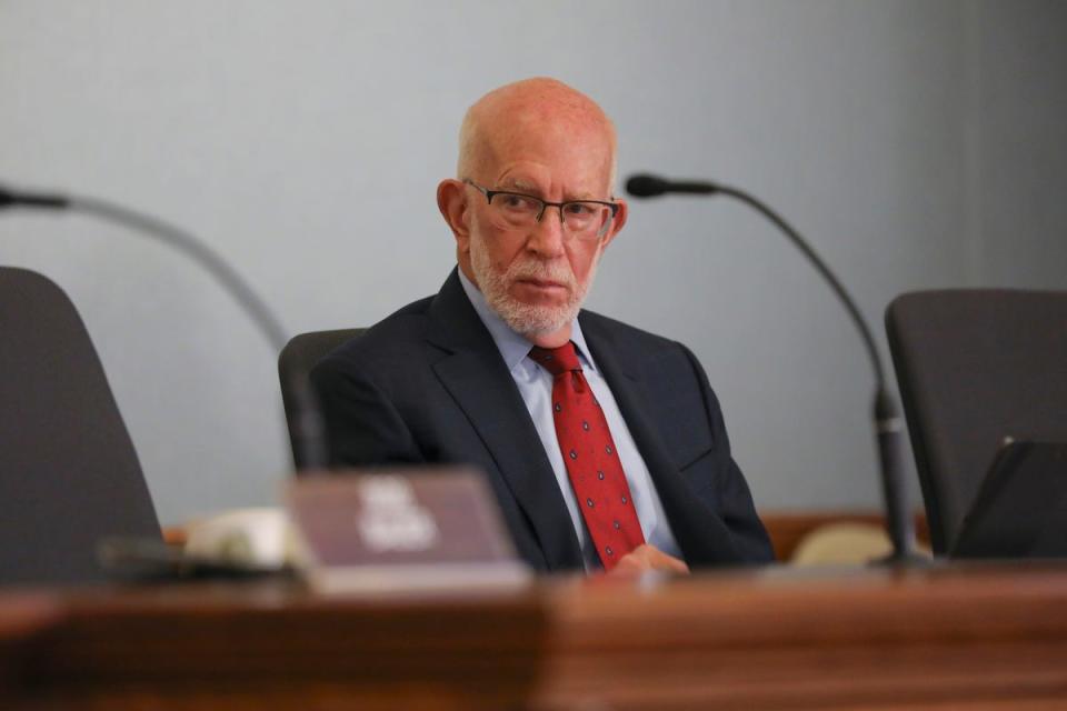 Ben Ginsberg, co-chair of the Election Official Legal Defense Network, is seen during a media briefing on growing threats to election professionals in Wisconsin on Monday. Ginsberg served as counsel to the campaign of then-President George W. Bush and other Republican candidates.
