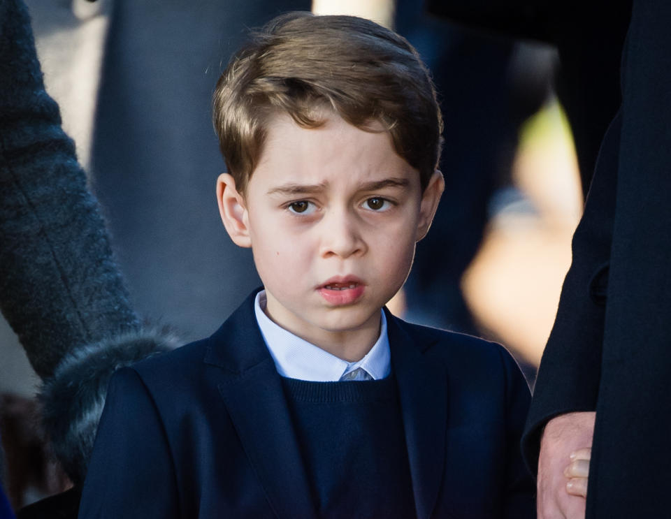 KING'S LYNN, ENGLAND - DECEMBER 25:  Prince George of Cambridge attends the Christmas Day Church service at Church of St Mary Magdalene on the Sandringham estate on December 25, 2019 in King's Lynn, United Kingdom. (Photo by Pool/Samir Hussein/WireImage)