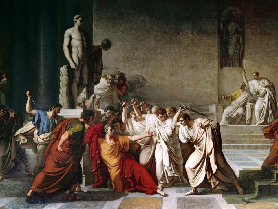 The death of Julius Caesar in the Roman Senate - painting by Vincenzo Camuccini (1771-1844) Napoli, Museo Nazionale di Capodimonte