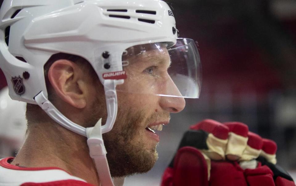 Carolina Hurricanes captain Jordan Staal (11) during practice on Wednesday, January 13, 2021 at PNC Arena in Raleigh, NC.