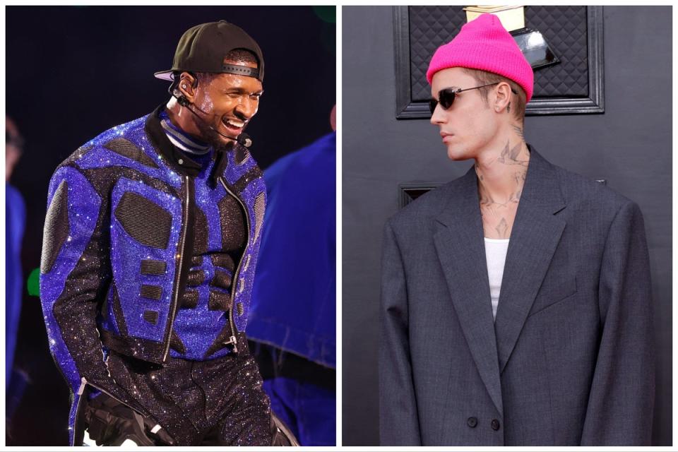 Usher (left) and Justin Bieber (Getty)