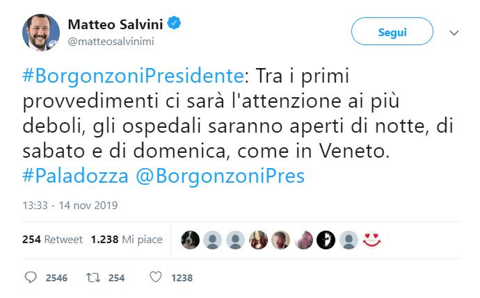 "Tra i primi provvedimenti ci sarà l'attenzione ai più deboli, gli ospedali saranno aperti di notte, di sabato e di domenica, come in Veneto". E' la promessa fatta da Lucia Borgonzoni, la candidata governatrice leghista in Emilia Romagna alle regionali del prossimo 26 gennaio. La frase, ripresa in un tweet dal leader del Carroccio Matteo Salvini, ha scatenato l'ironia del web. Ecco i commenti più divertenti... (foto Twitter)