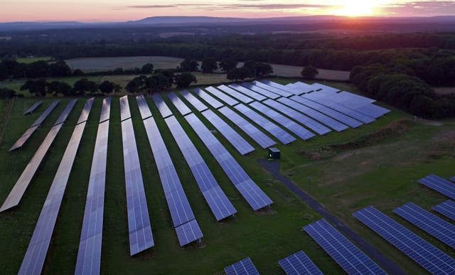 A solar farm from above