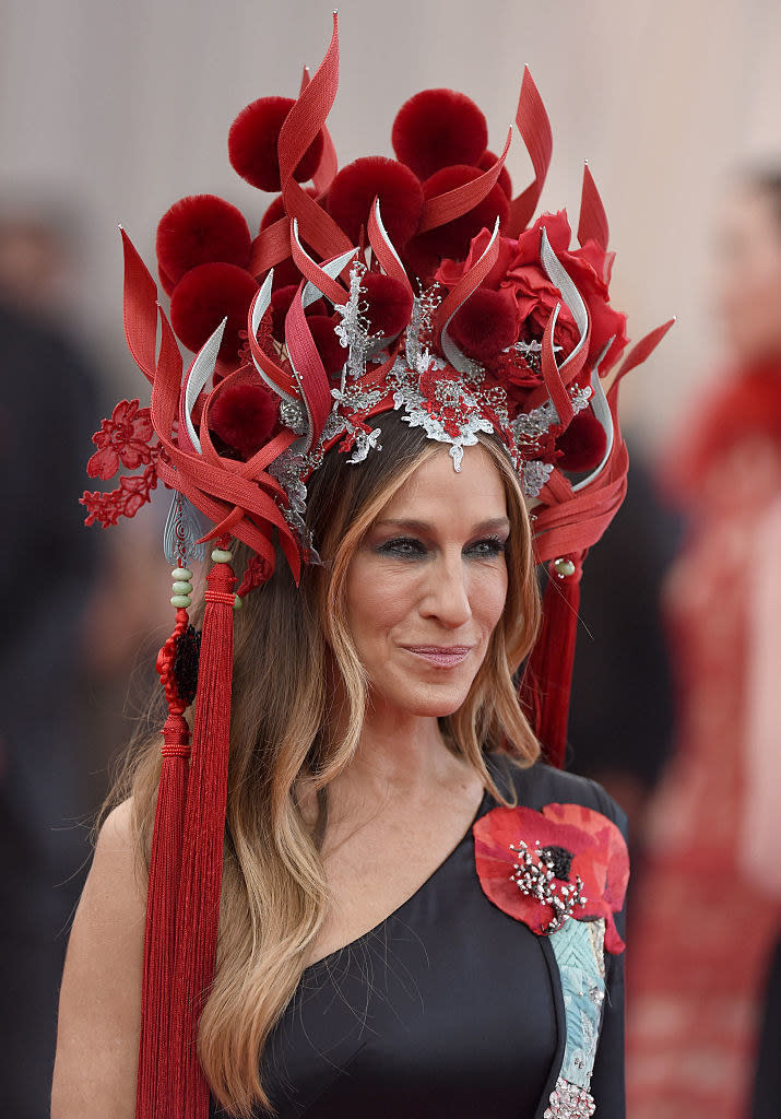 SJP in the red dragon headdress