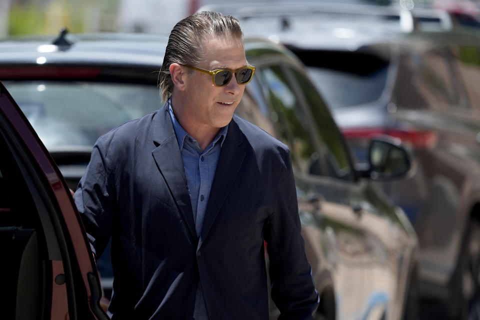 Actor Stephen Baldwin, brother of actor Alec Baldwin, exits the courthouse, Tuesday, July 9, 2024, in Santa Fe, N.M. Baldwin was at the court for the jury selection of Alec Baldwin's involuntary manslaughter trial. (AP Photo/Ross D. Franklin)