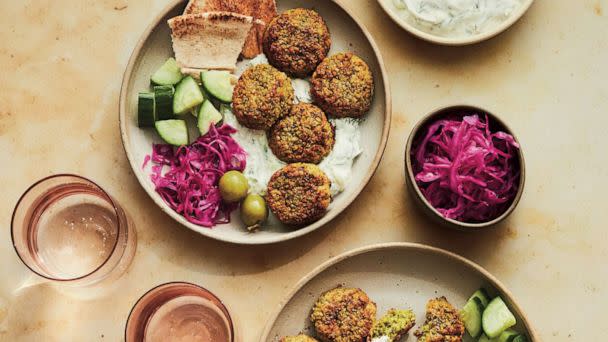 PHOTO: Homemade falafel bowls with pickled red onion and tzatziki. (Anguel Dimov)