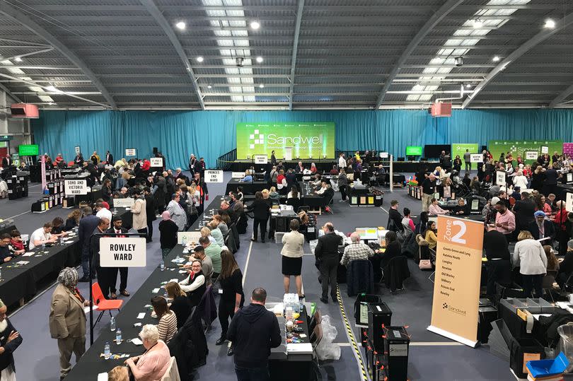 Sandwell Council election count at Tipton Sports Academy on Friday, May 3
