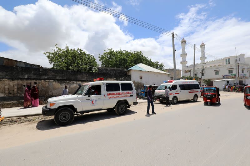 Ambulance is seen near blast site in Mogadishu