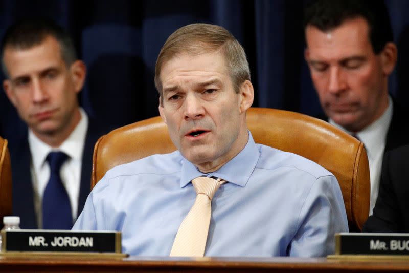 Rep. Jim Jordan. R-Ohio., votes no on the second article of impeachment against President Donald Trump during a House Judiciary Committee meeting on Capitol Hill, in Washington