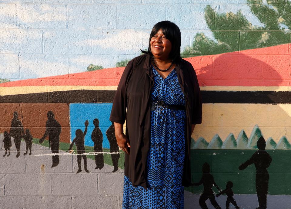 Photo shows the late JoAnn Watson outside her church in Detroit on Nov. 3, 2022. Watson, a lifelong promoter of financial reparations for Black Americans, will be eulogized at her funeral on Saturday.