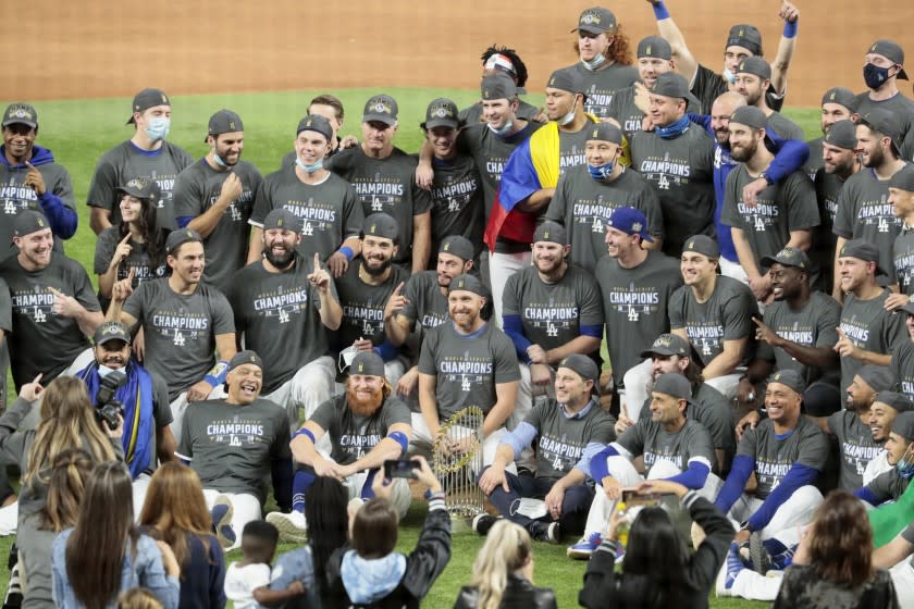 The Dodgers and the Rays in game six of the World Series at Globe Life Field. (Robert Gauthier/ Los Angeles Times)