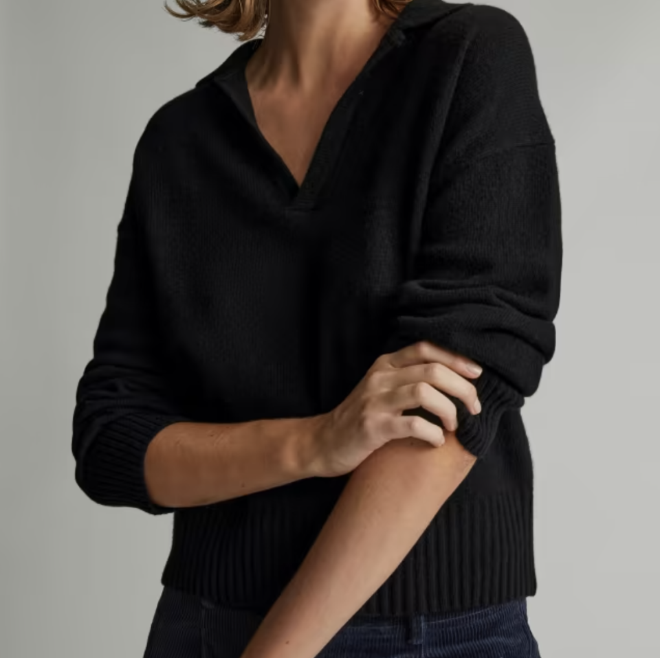 Cashmere Polo in black (Photo via Everlane)