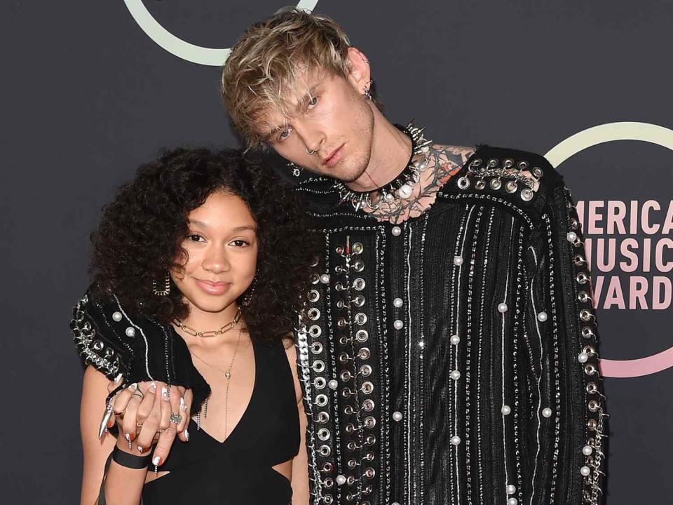 Casie Colson Baker and Machine Gun Kelly attend the 2021 American Music Awards at Microsoft Theater on November 21, 2021 in Los Angeles, California