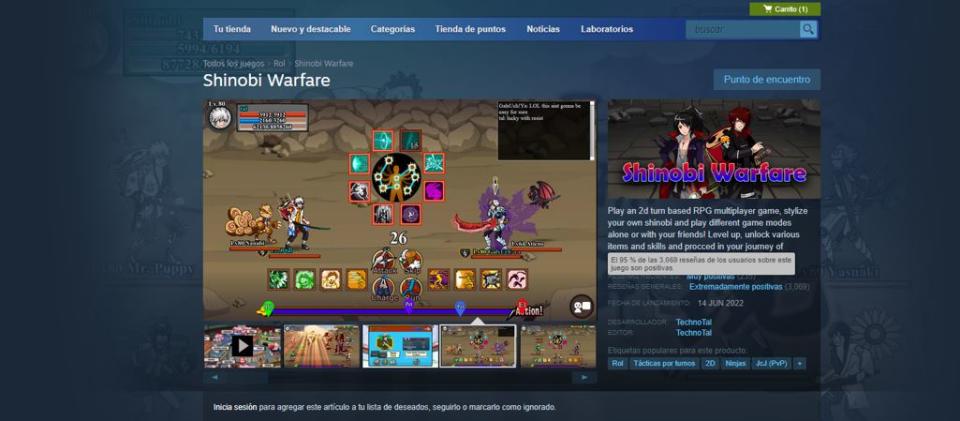 Shinobi Warfare tiene reseñas muy positivas en Steam