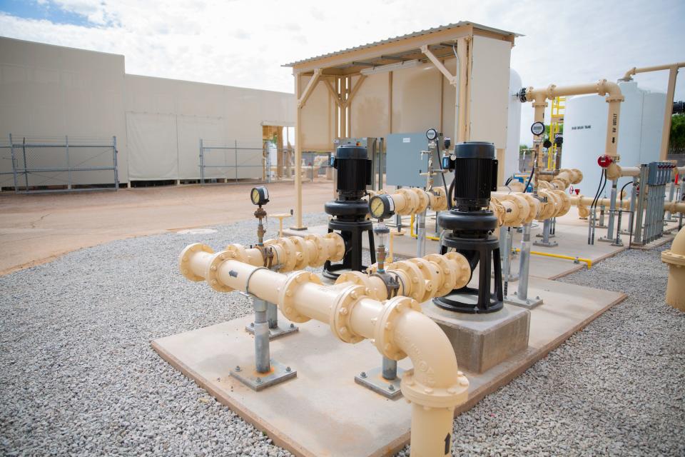 Equipment at a Microvi groundwater treatment plant in Goodyear on May 17, 2023.