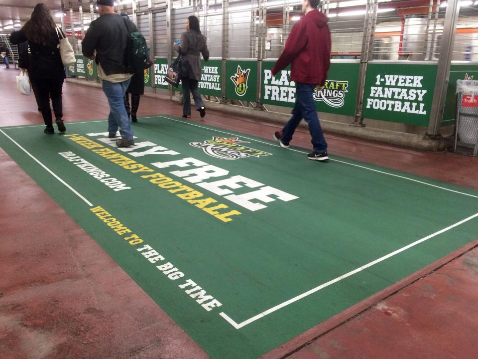 Advertisements for DraftKings and FanDuel are ubiquitous, including in a subway station in Philadelphia.