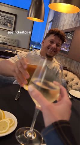 <p>Brittany Mahomes/Instagram</p> Patrick and Brittany Mahomes toasted their anniversary with some drinks