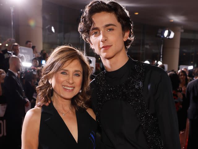 <p>Trae Patton/NBCU Photo Bank/NBCUniversal/Getty</p> Nicole Flender and Timothee Chalamet arrive to the 76th Annual Golden Globe Awards on January 6, 2019.