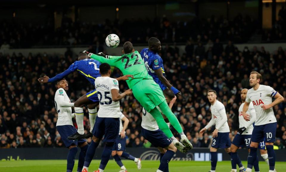 Pierluigi Gollini’s wayward punch connects with Antonio Rüdiger but not before the Chelsea player has deflected in the game’s only goal.