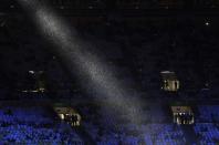 <p>Rain falls before the start of the Summer Olympics closing ceremony inside Maracana stadium in Rio de Janeiro, Brazil, Sunday, Aug. 21, 2016. (AP Photo/Jae C. Hong) </p>