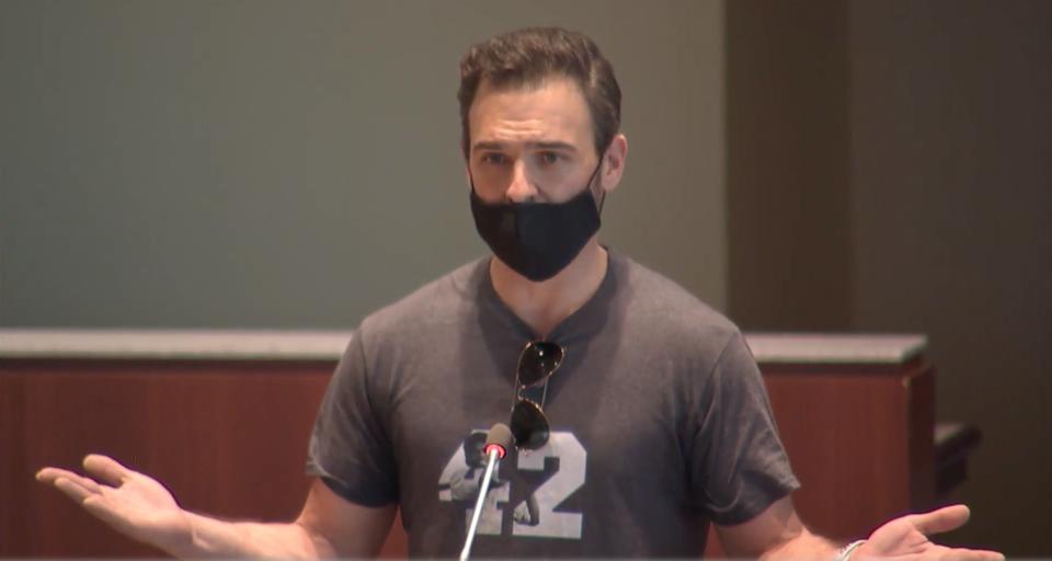 IMAGE: Ian Prior speaks at a Loudoun County school board meeting (Loudoun County Public Schools)