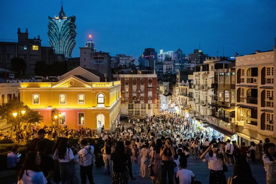 Tourists during Golden Week in Macau earlier in April.