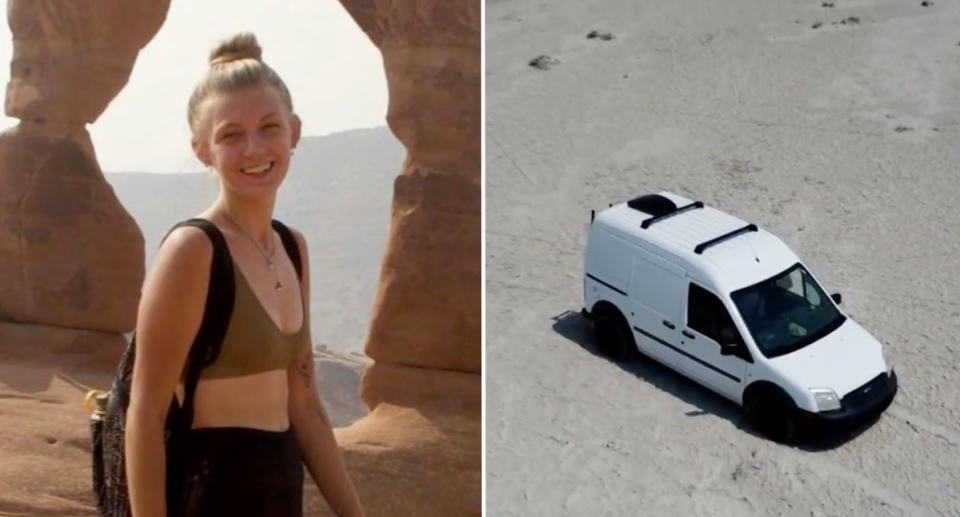 Gabby and the couple&#39;s converted white van.