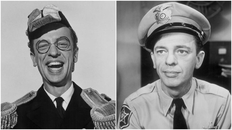 Don Knotts in the 1950s and as Barney Fife in the 1960s