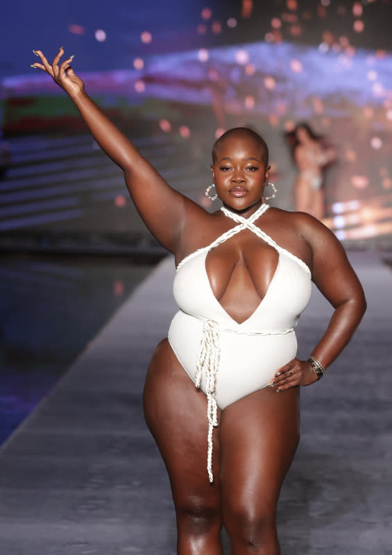 Achieng Agutu walks the runway during Sports Illustrated Swimsuit Show during Miami Swim Week at W Hotel Miami Beach on July 07, 2023 in Miami Beach, Florida.<p>John Parra/Getty Images</p>