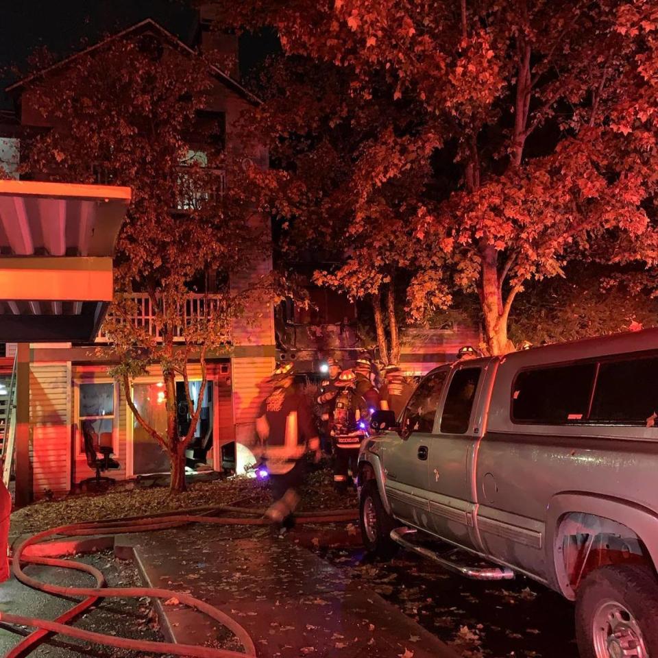 Multiple emergency units went to the scene of a fire Sunday, Nov. 27, 2022, on North Lakeharbor Lane near Silver Lake in Northwest Boise.