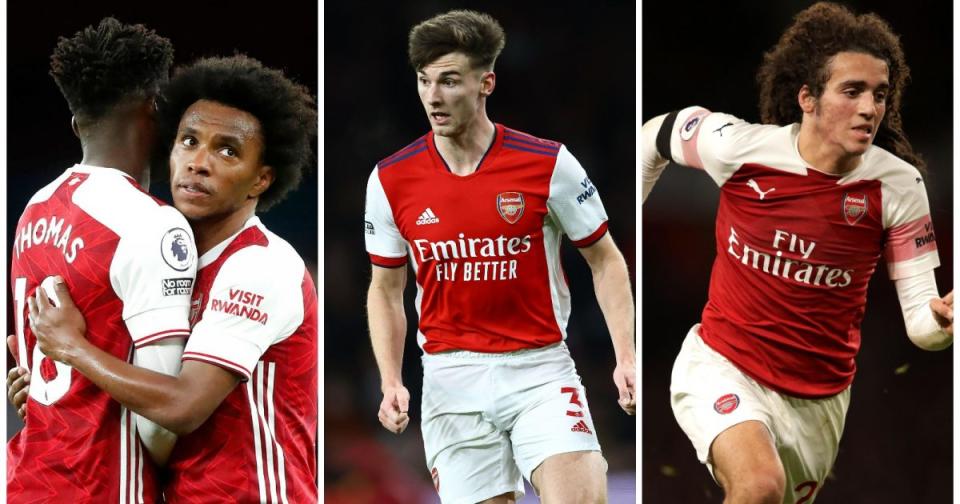 Arsenal players Thomas Partey, Willian, Kieran Tierney and Matteo Guendouzi Credit: Alamy