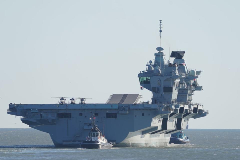 Thousands watch HMS Prince of Wales set sail from Portsmouth Harbour on Monday (PA)