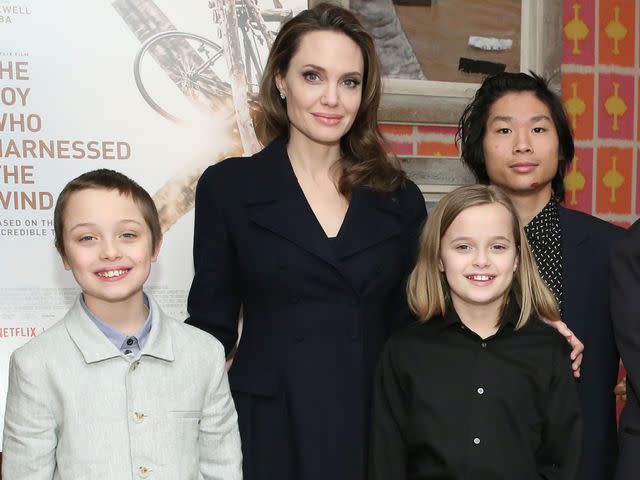 <p>Monica Schipper/Getty </p> Angelina Jolie with Knox Leon Jolie-Pitt, Vivienne Marcheline Jolie-Pitt, and Pax Thien Jolie-Pitt at "The Boy Who Harnessed The Wind" Special Screening on February 25, 2019 in New York City.