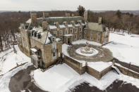 FILE - The Seven Springs, a property owned by former U.S. President Donald Trump, is covered in snow, Tuesday, Feb. 23, 2021, in Mount Kisco, N.Y. The New York attorney general, Tuesday, Jan. 18, 2022, says her investigators have uncovered evidence that former President Donald Trump's company used "fraudulent or misleading" valuations of its golf clubs, skyscrapers and other property to get loans and tax benefits. (AP Photo/John Minchillo, File)