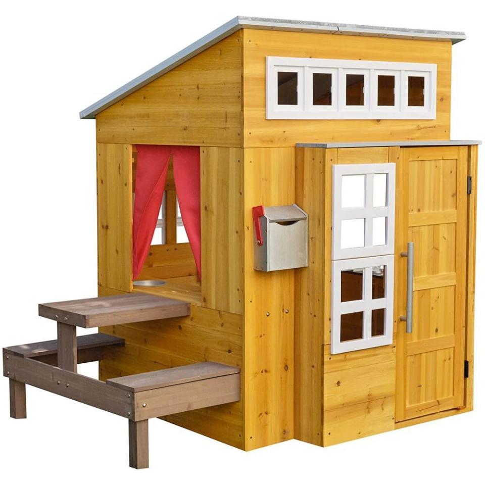 3) KidKraft Modern Outdoor Playhouse + Picnic Table