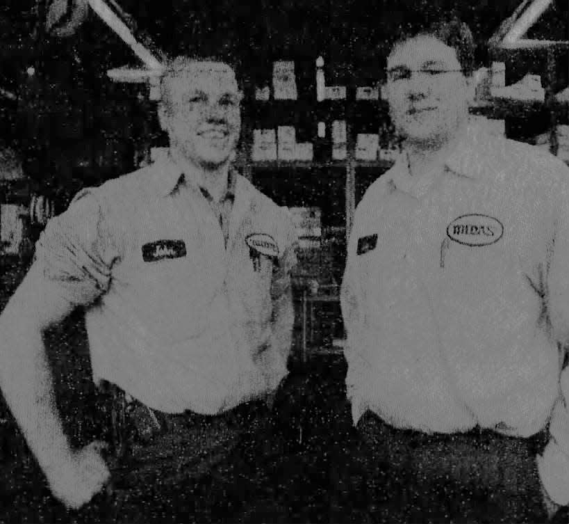 John Frechette, left, a volunteer firefighter, and his brother, Joe, an emergency medical technician, helped rescue the driver of a truck that flipped on Tuesday, March 9, 1999, during an accident on Route 22.