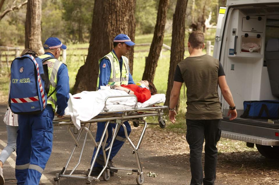 Tuesday, June 5: Ebony is taken off in an ambulance