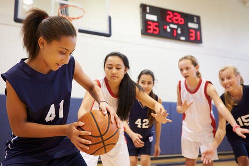<span class="caption">Getting young people active just requires some creative thinking.</span> <span class="attribution"><a class="link " href="https://www.shutterstock.com/image-photo/female-high-school-basketball-team-playing-199144436?src=KR7A1BNx9DSasKwGXMT96Q-1-62" rel="nofollow noopener" target="_blank" data-ylk="slk:Monkey Business Images/Shutterstock;elm:context_link;itc:0;sec:content-canvas">Monkey Business Images/Shutterstock</a></span>