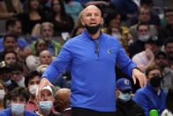 Dallas Mavericks head coach Jason Kidd watches from the sidelines during the first half of an NBA basketball game against the Milwaukee Bucks in Dallas, Thursday, Dec. 23, 2021. (AP Photo/LM Otero)