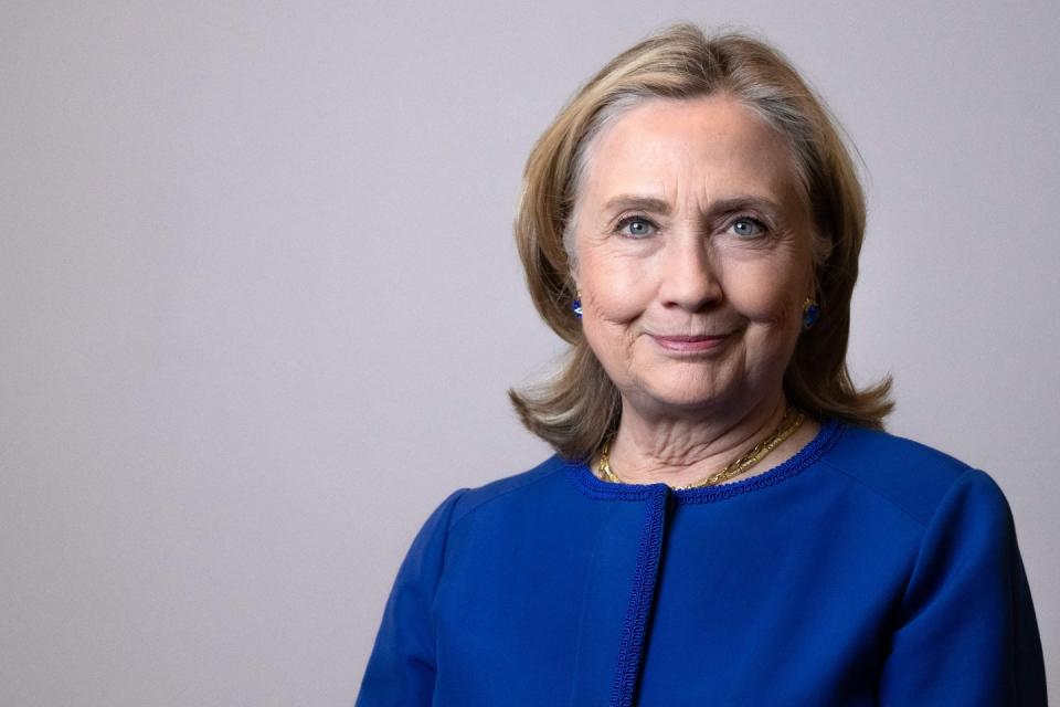 Former US Secretary of States Hillary Clinton poses during a photo session in Paris, on June 10, 2022. Clinton said that shutting down online news site Rappler is a disservice to the Philippines(Photo by JOEL SAGET/AFP via Getty Images)